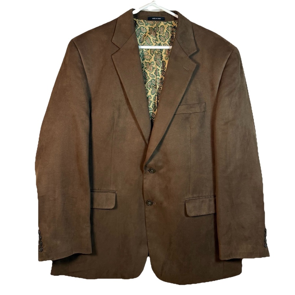 Lauren Ralph Lauren Blazer Men's‎ 43R Brown Suede Look Paisley Lining Sport Coat